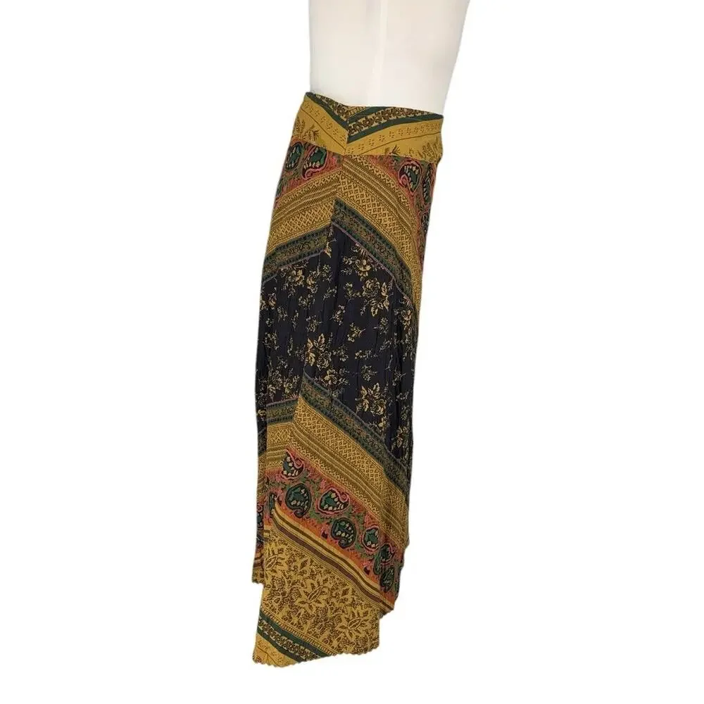 The‎ Territory Ahead Bohemian Cotton Midi Skirt A Line Size 6 Lined Southwestern